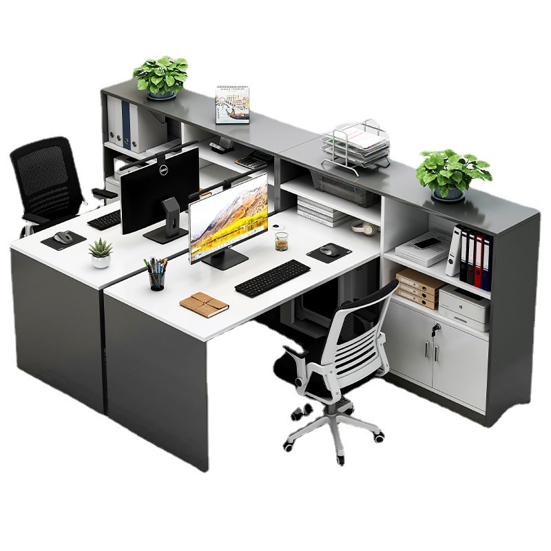 Personal de oficina escritorio y silla combinación simple moderna sala financiera muebles pantalla personal estación doble 4/cuatro asiento de trabajo