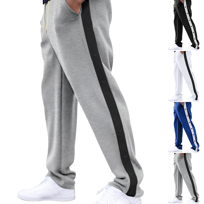 Men's clothing heavyweight casual sports men's autumn loose patchwork oversize straight wide leg large size trousers_voghion.com