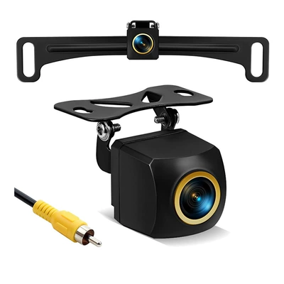 Car Android System Car Reversing Image Rear View Camera Hd Ahd1080P Us Standard License Plate Holder Dual Purpose (Vehicle camera) - ahd720pcvbs-three-control-fisheye-wide-angle-starlight-adjustable-us-license-plate-frame-dual-use-model-golden-fisheye-lens