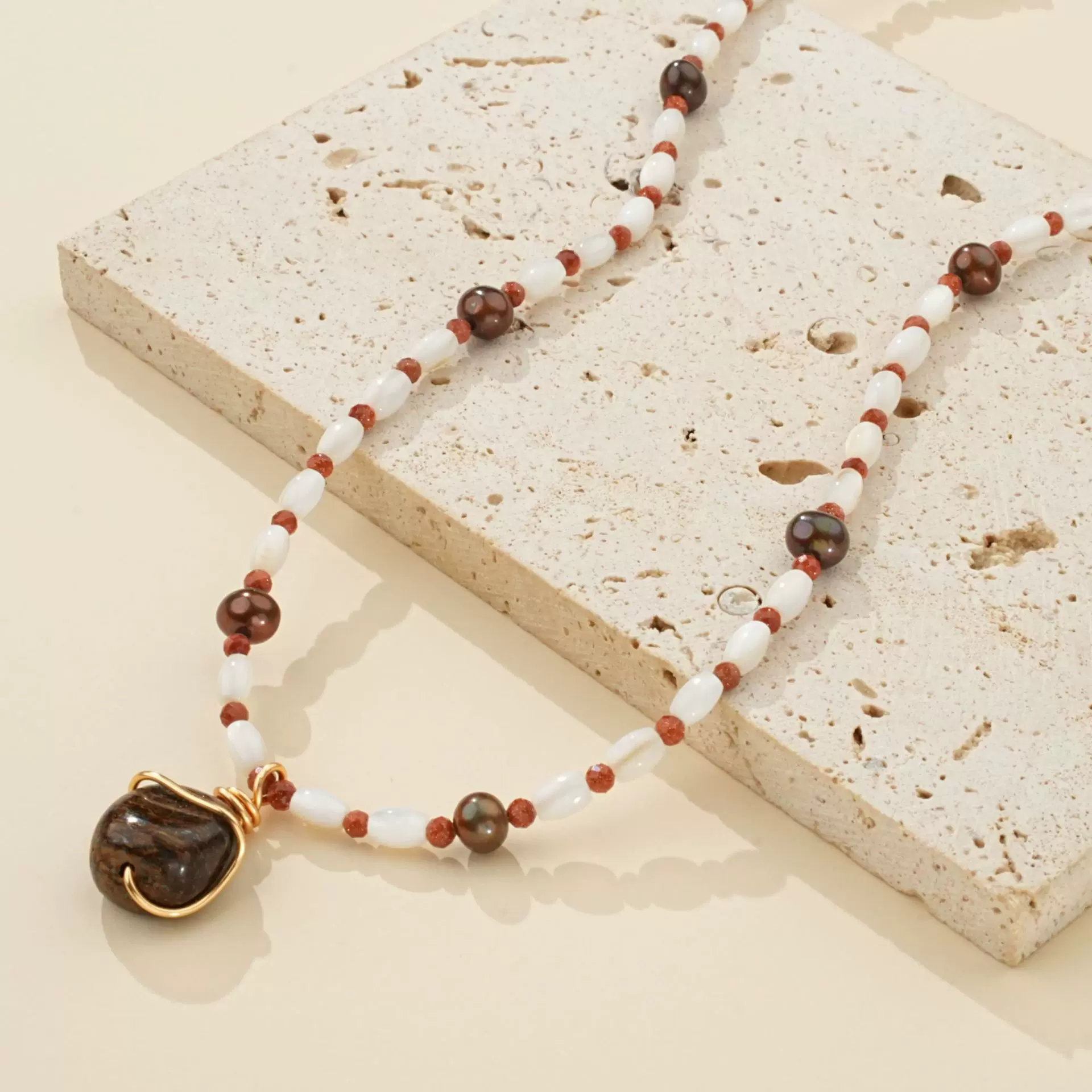 跨境批发天然淡水珍珠项链巴洛克珍珠项链多宝石串珠设计源头工厂