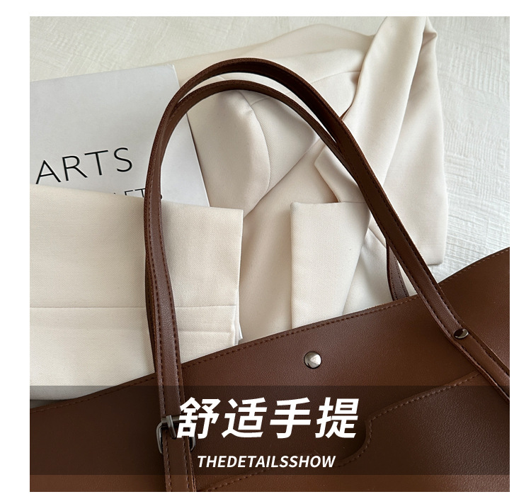 Retro texture commuting solid color simple 2024 autumn new large-capacity single-shoulder bag with a relaxed underarm tote bag Item Picture