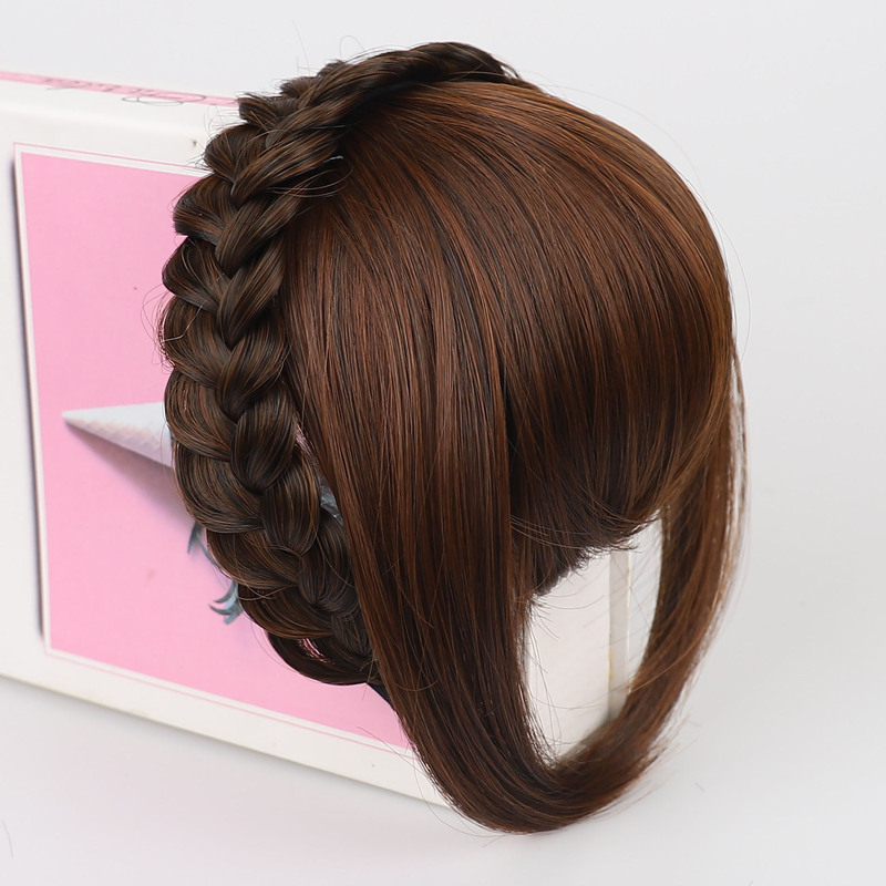 Foreign trade wig hairband bangs integrated front forehead curtain with sideburns to cover white hair bangs wig