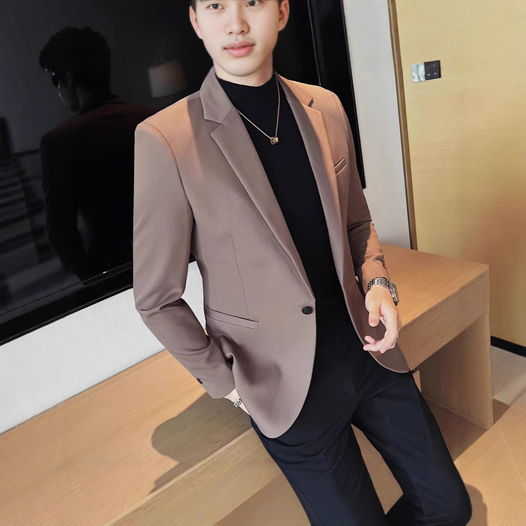 Internet Celebrant Wear Autumn Wear New Men's Casual Suit Texted Twill Handsome Single Suit Jacket Men's Small Suit
