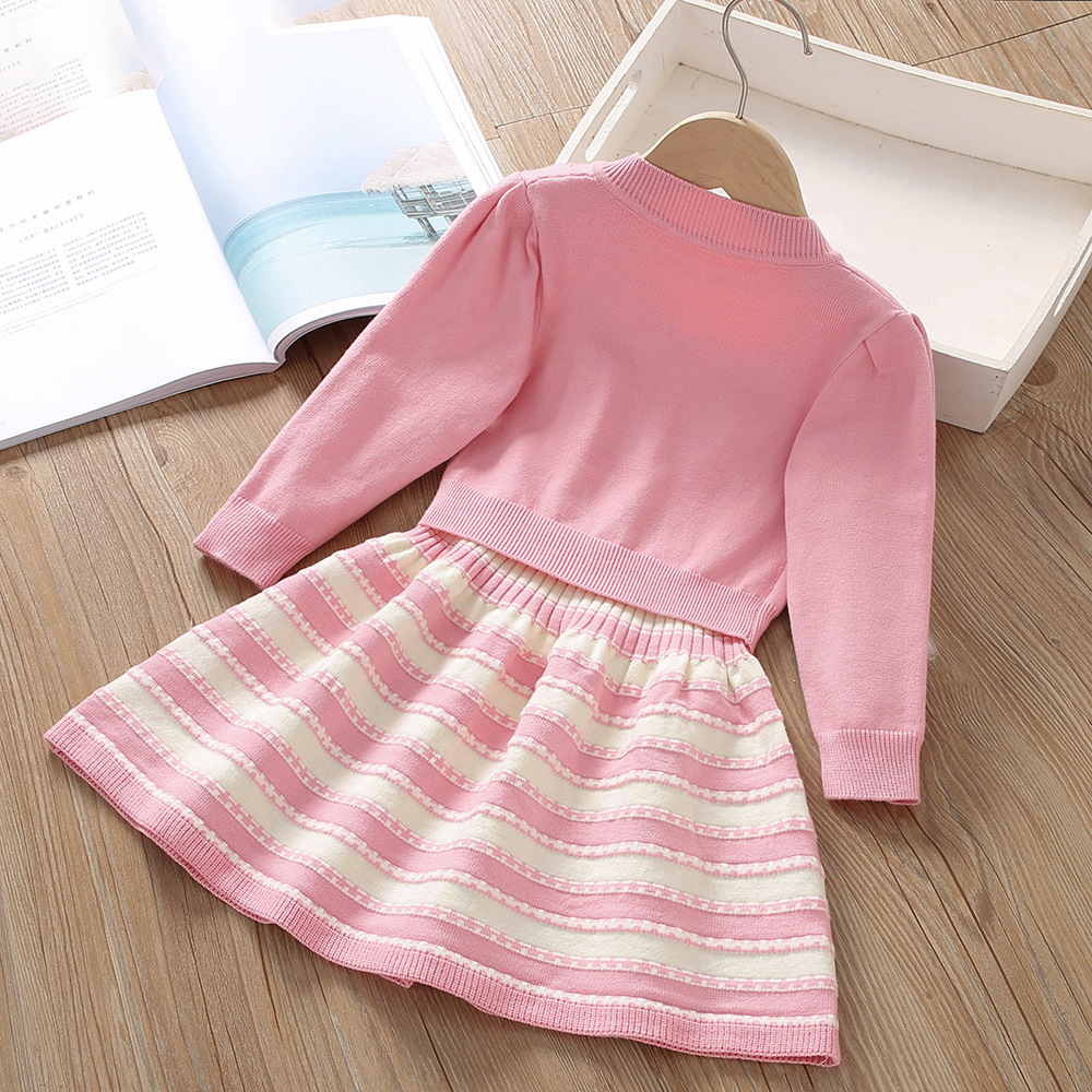 Pull Se Skir pour filles, robe suspendue, Cardigan tricoté, à la mode, deux pièces, nouvelle collection automne/hiver 2022_voghion.com