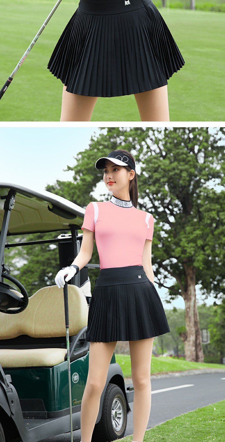 Váy tennis nữ xếp ly phối áo thun thể thao — YF791-Sakura Phấn hoa Top [Lụa lạnh], YF791-Áo đen [lụa lạnh], QZ103-Váy xếp ly màu trắng, QZ103-Váy xếp ly màu xanh nhạt chi tiết 14
