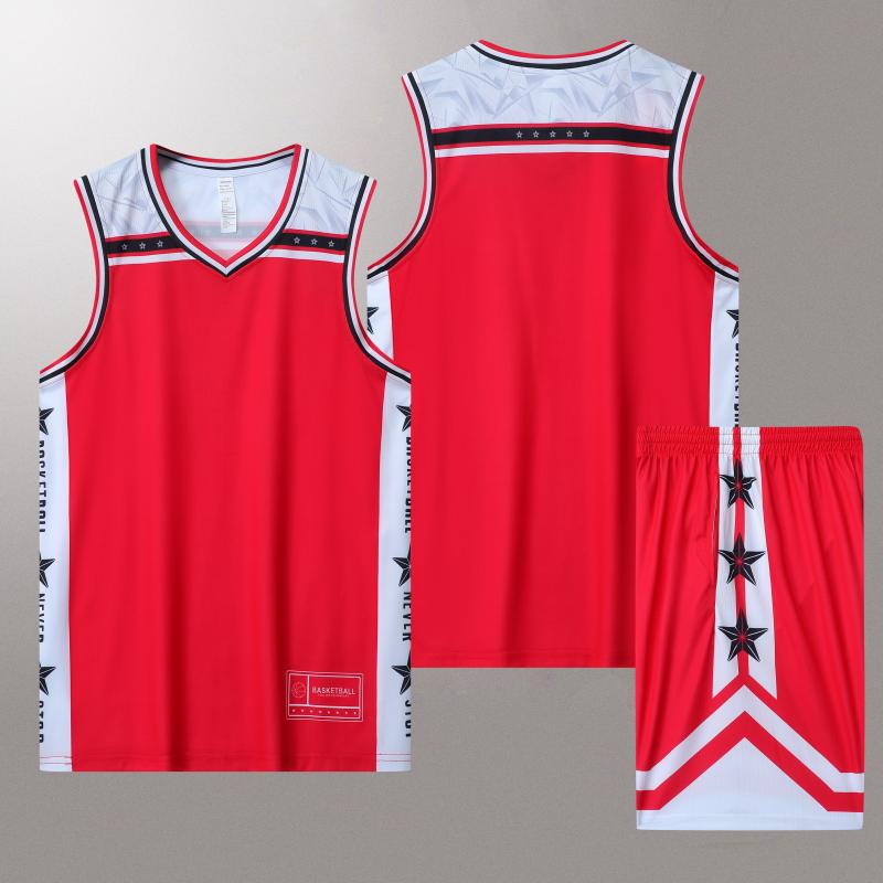 Serie de vestir de baloncesto Dunk Master, vestir de entrenamiento de vestir de baloncesto transpirable, logotipo de impresión, manga corta
