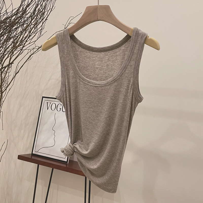 High-quality Elegant Inner Vest Solid Color All-match Square Collar Slim-looking Base Sleeveless T-shirt Top Sweater for Women High-quality Elegant Inner Vest Solid Color All-match Square Collar Slim-looking Base Sleeveless T-shirt Top Sweater for Women
