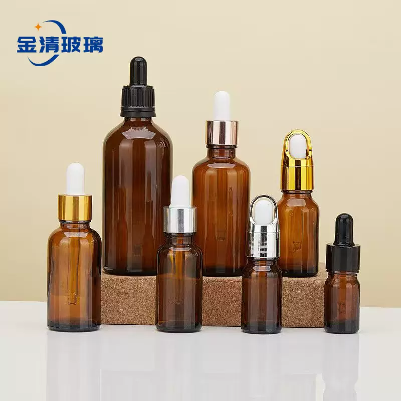 现货30ml茶色玻璃精油瓶棕色精华液滴管瓶水乳化妆品小样分装瓶