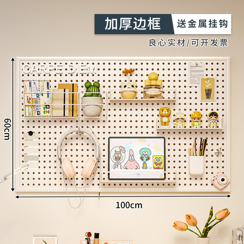 Tablero de agujeros Estante de pared Gancho para herramientas de horneado Estante de almacenamiento montado en la pared Boca decorada Tienda de postres Cocina de acero inoxidable