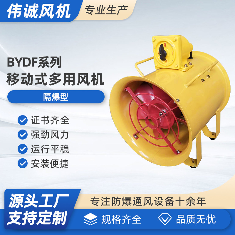 伟诚BYDF32 220V 380V隔爆型移动式多用风机手提管道防爆风