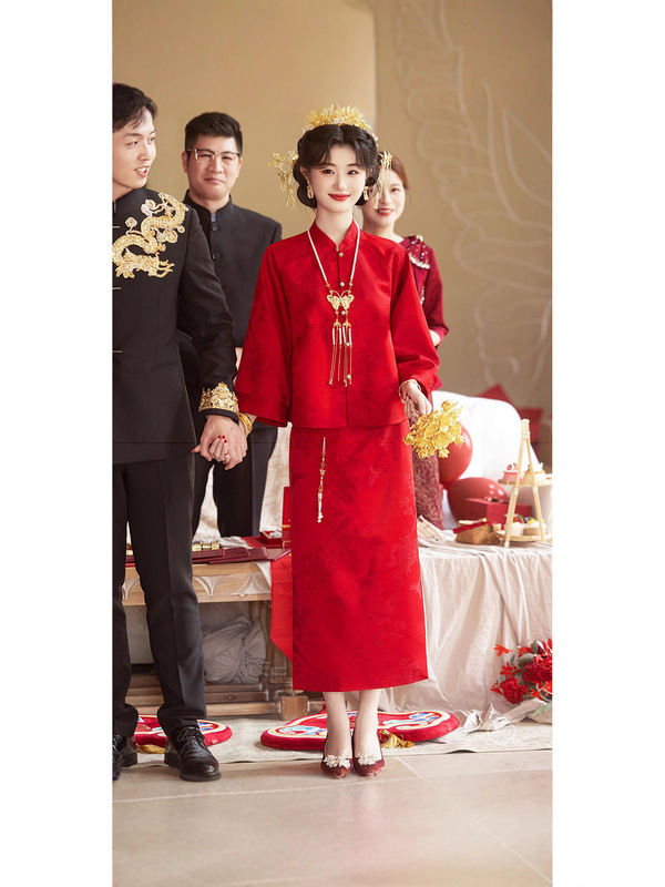 敬酒服套装2025新款小个子旗袍中式结婚订婚礼服女连衣裙影楼拍照|undefined
