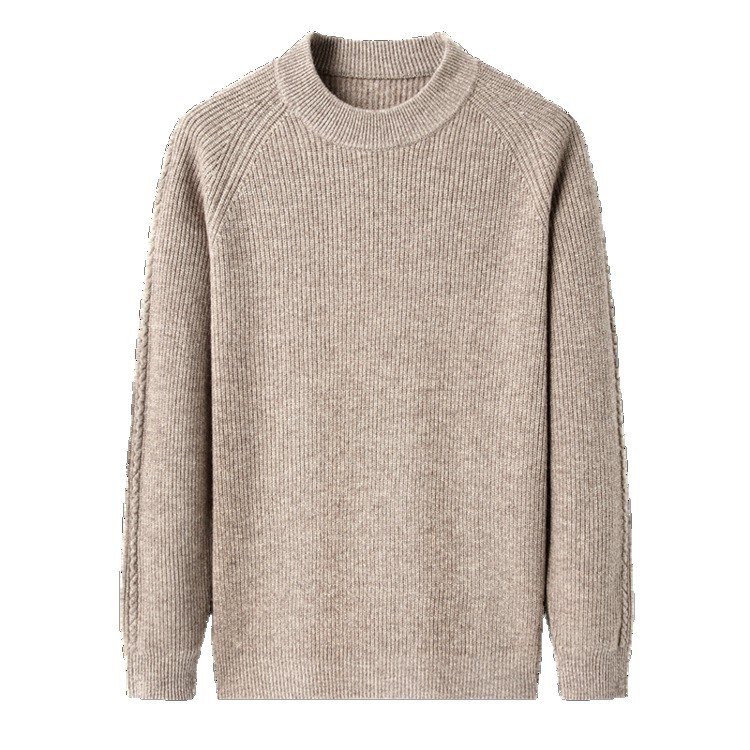 Suéter para hombres otoño y invierno nuevo abrigo casual camiseta de punto de cuello medio alto suéter de lana para hombres
