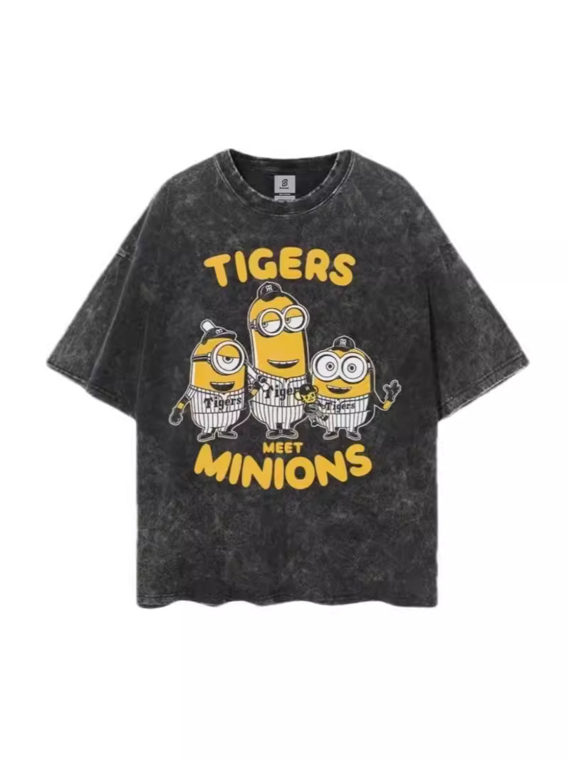 卡通动漫欧美高街复古水洗做旧印花打底衫情侣嘻哈休闲宽松短袖T