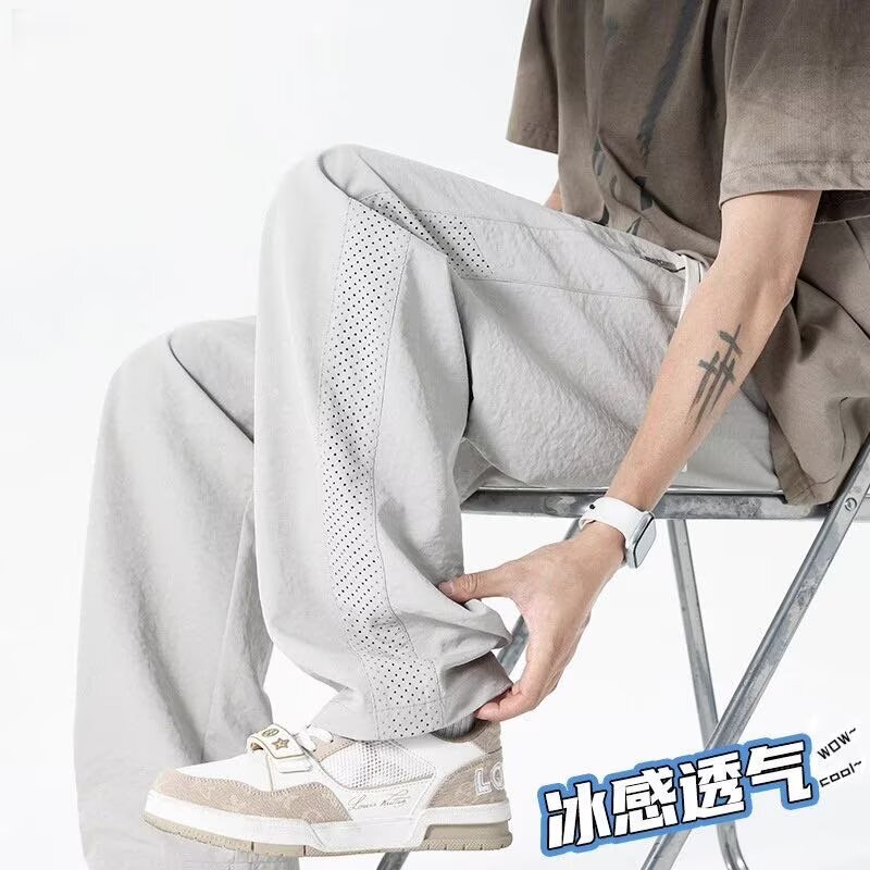 Wholesale 2026 Summer New Style Drapey Loose Straight Wide-Leg Casual Pants Men's Cool American Retro Sports Pants Wholesale 2026 Summer New Style Drapey Loose Straight Wide-Leg Casual Pants Men's Cool American Retro Sports Pants
