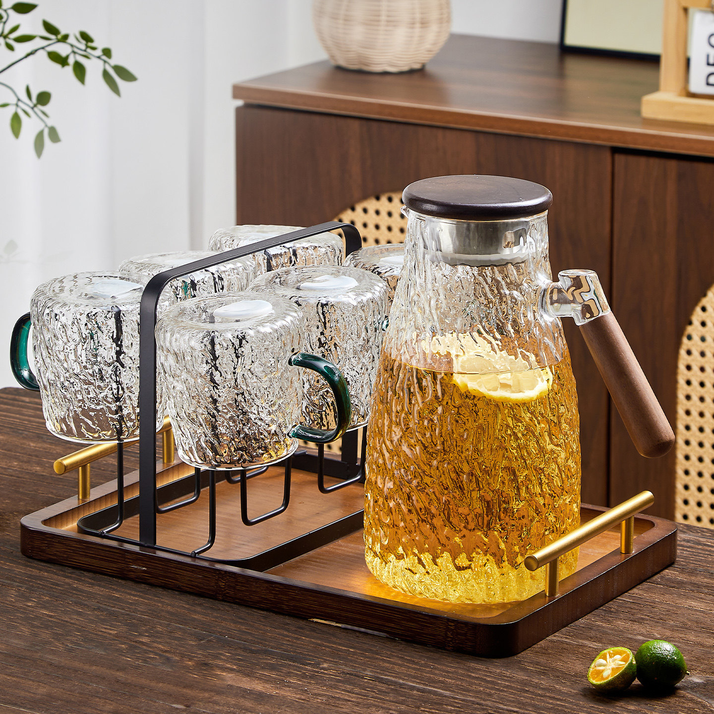 High Borosilicate Glass Cup Set, Heat-Resistant, for Home Use, Tea Brewing, Luxury Feel, Suitable for Guests, Living Room Drinking Cups for Women