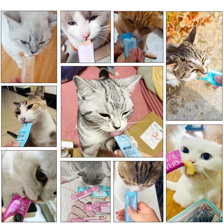 Venta directa de fábrica de 100 tiras de gato, un paquete completo de bocadillos para gatos enlatados, nutrición en alimentos húmedos para gatos jóvenes, oferta especial