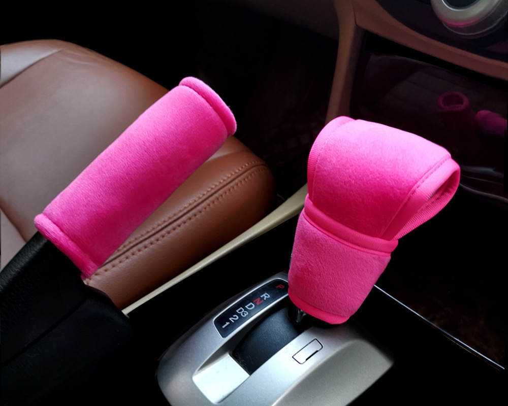 Car Gear Cover, Handbrake Cover, Roof Pull Glove Set, Soft Crystal Velvet, Universal for Cars