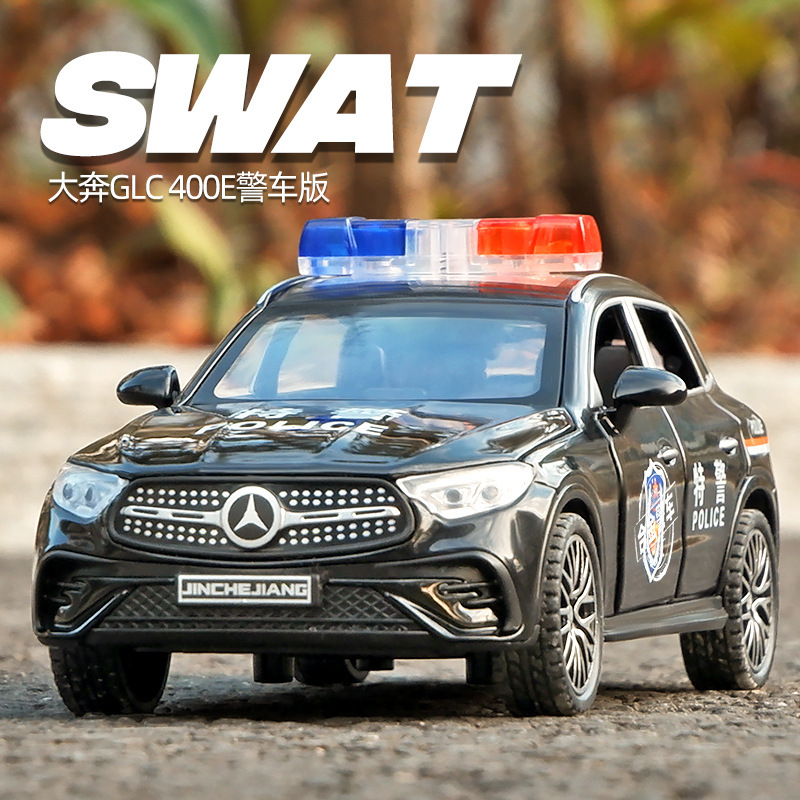 Lijiaxin 1:32 Daben Glc-400E Police Car Model Artificial Alloy Sound and Light Pull Back Kidsren's Toy Car Ornaments