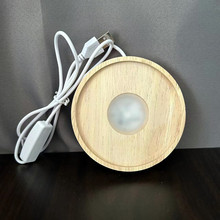 圆形扩散板实木发光底座 USB插电款水晶香薰灯座玻璃罩led灯座