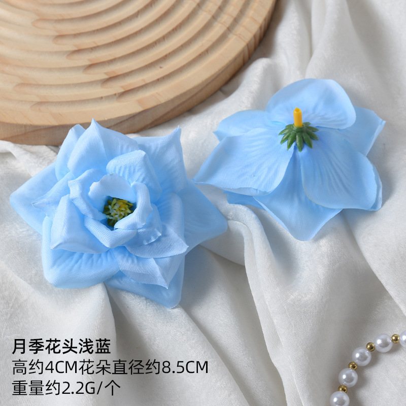 Simulación de flores azules DIY accesorios de cabeza de flores material de boda flor de flor flor flor de flor flor flor de pecho de flor de cabeza pared en el viento
