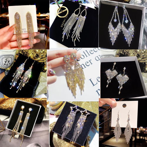 European and American fashion high-end quality earrings earrings long tassel exaggerated ear jewelry  new earrings wholesale
