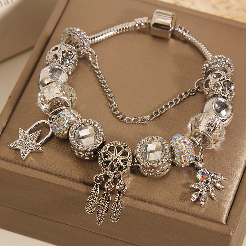 Panjia cross-border Silver Dream Catcher star pendant bracelet column chain free size European and American fashion all-matching accessories jewelry