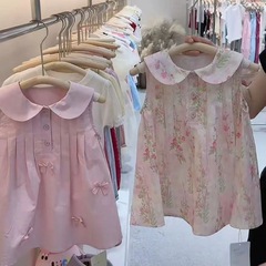 女童連衣裙夏裝2024新款女寶寶背心裙小童夏季碎花裙子兒童公主裙