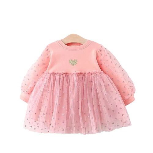 941 children's clothing children's skirt girls love long-sleeved mesh skirt baby princess skirt cute tutu skirt spring and autumn bottoming skirt