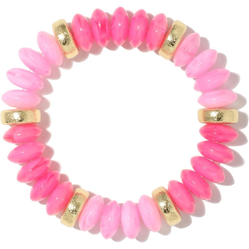 Cross-Border Women's Beaded Bracelet, Stretchable Resin Bead Bracelet, Beach Hippie Style Gold Jewelry, Handmade Acrylic Cross-Border Women's Beaded Bracelet, Stretchable Resin Bead Bracelet, Beach Hippie Style Gold Jewelry, Handmade Acrylic