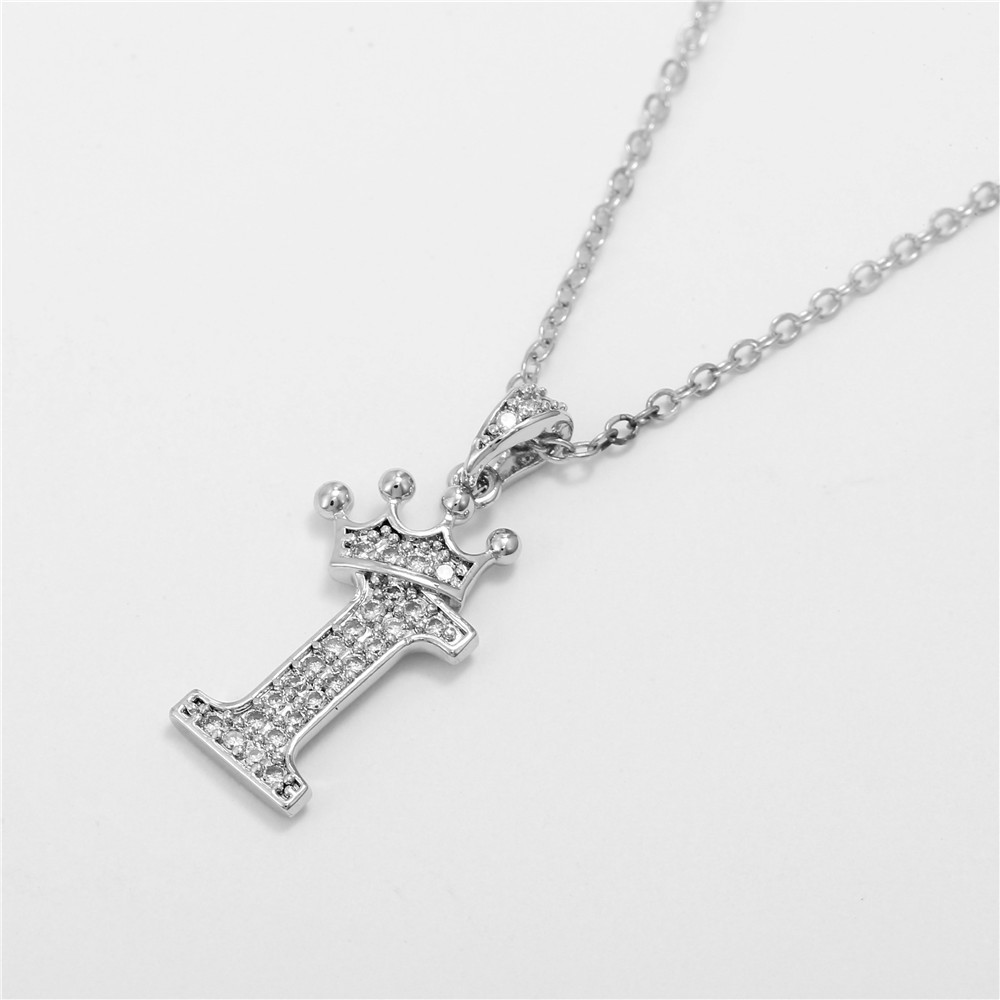 Fashion Micro-inlaid Zircon Crown English Letter Necklace Platinum Necklace Wholesale Nihaojewelry