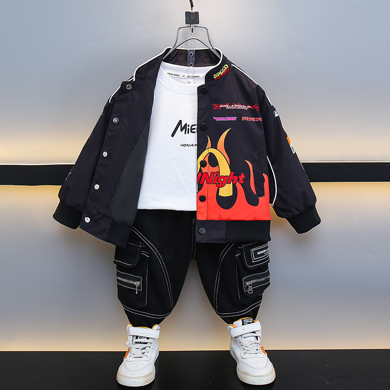 7700 chaqueta de niño otoño 2025 nuevo estilo estilo occidental bebé niños moda motocicleta uniforme de béisbol chaqueta chaqueta