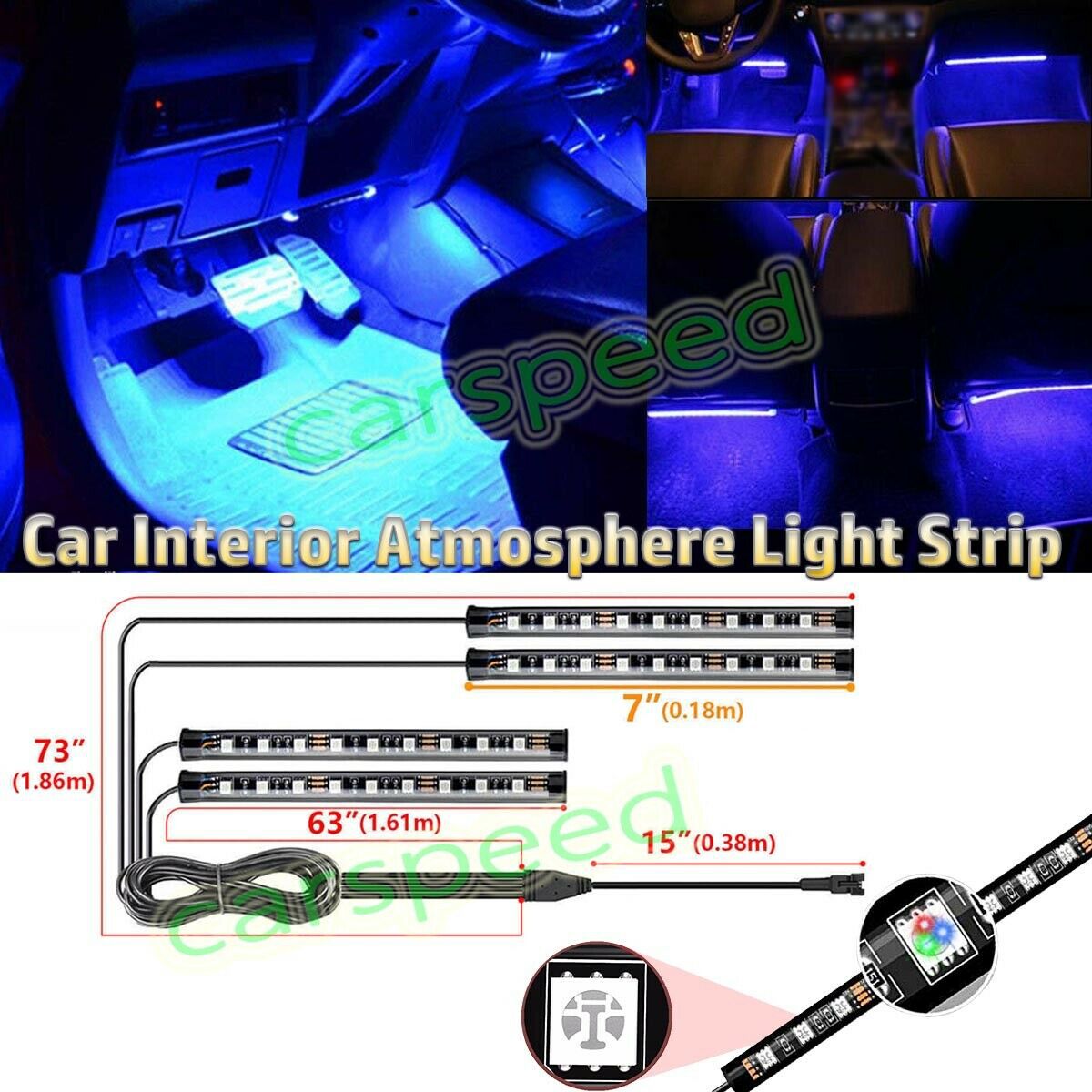 Transfronterizo 2 - en - 1 12PCS conjunto de una lámpara de chasis de color RGB conjunto de luz de atmósfera RGB barra de luz