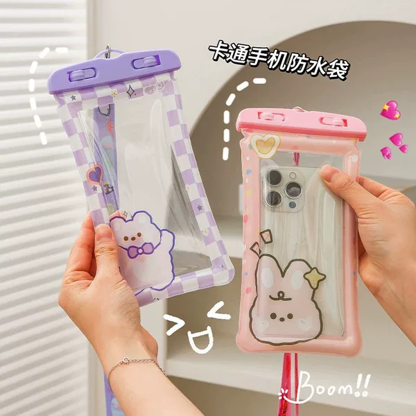 Airbag Waterproof Phone Case with Touch Screen Capability, Suitable for Water Parks, Rafting, and Swimming, with a Neck Strap and Sealed Rain Cover