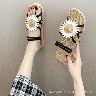 Roman-style Sandals and Slippers Women's Summer Beach Shoes Internet Popular ins Street Photograph All-match Soft Bottom Flat Sandals and Slippers Beach Shoes