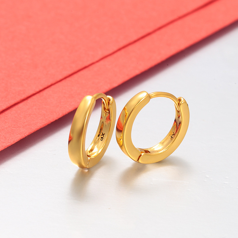 Aretes de Aro Geométricos Lisos de Aleación de Cobre para Mujer