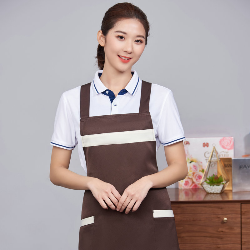 韓国版ファッション男女純色のランドセルエプロンキッチン家庭料理作業服エプロンカフェエプロン|undefined