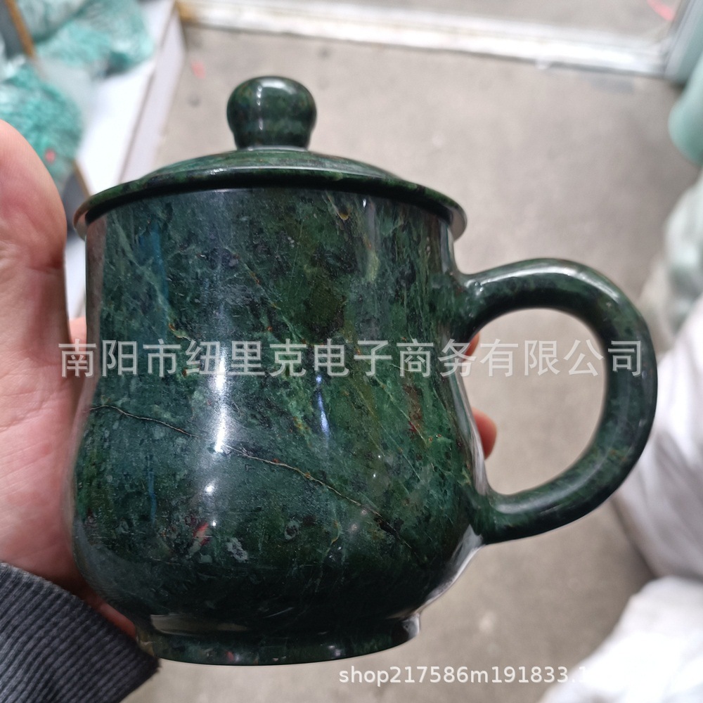 藏玉杯子药王石主人杯 马克杯玉茶缸 墨玉水杯 直播供货