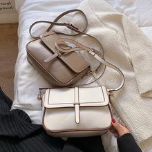 2025新款女士单肩包拉链抽带邮差包通勤包复古简约纯色包包女轻奢