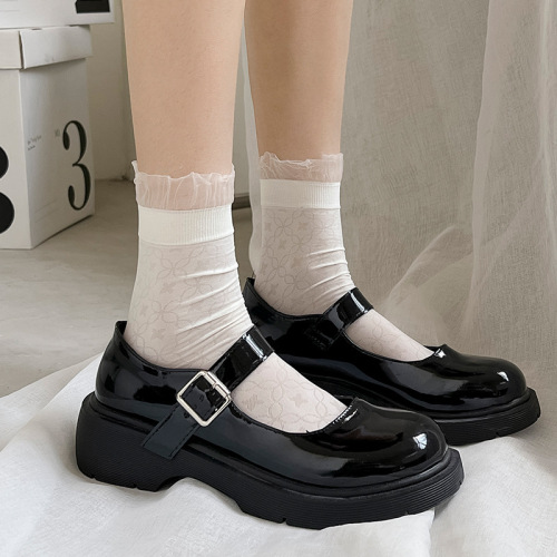 Summer women's thin socks lace long socks women's mid-calf socks Lolita style JK princess pile socks