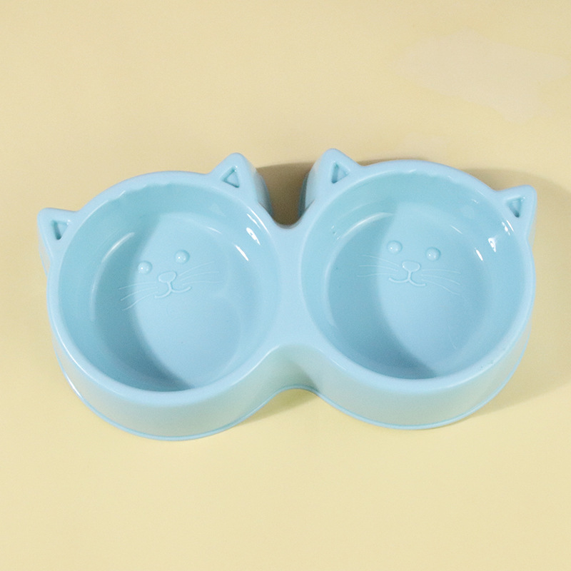 파란 고양이 얼굴 더블 그릇