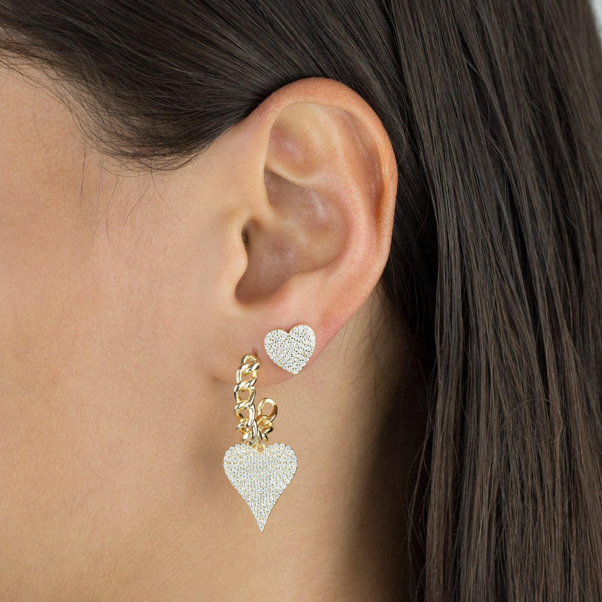 Wholesale Jewelry Full Diamond Heart-shaped Fashion Long Earrings Necklace Nihaojewelry display picture 7