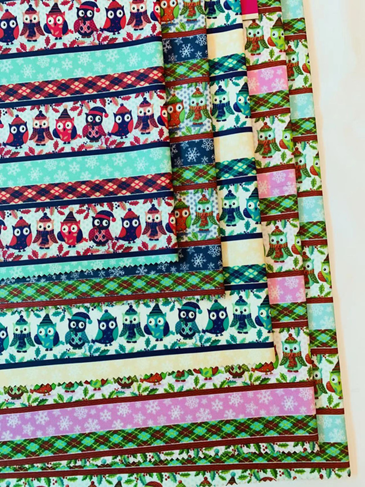 印花皮膜 防污防水圣诞小鸟图案面料