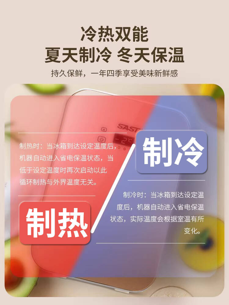 SAST Car Mini Car Refrigerator Refrigeration Student Dormitory Cosmetic Refrigerator Car Home Dual Use 20L