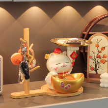 入户招财猫元宝玄关摆件家居钥匙收纳装饰开业乔迁礼物工艺品摆设