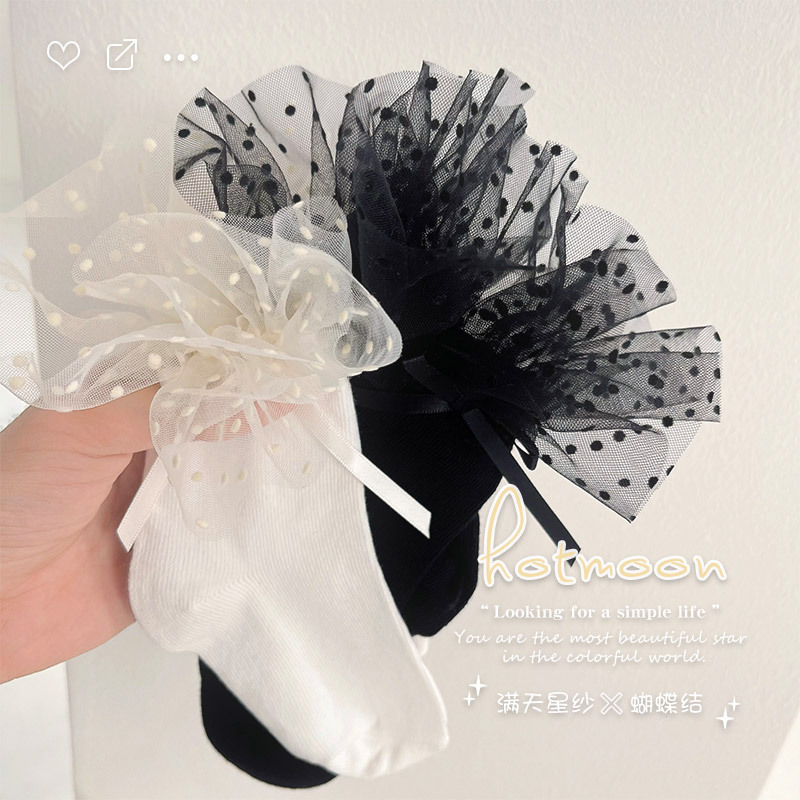 Niños lindo Lolita encaje arco pila calcetines hotmoon malla estrellado encaje bebé calcetines de algodón