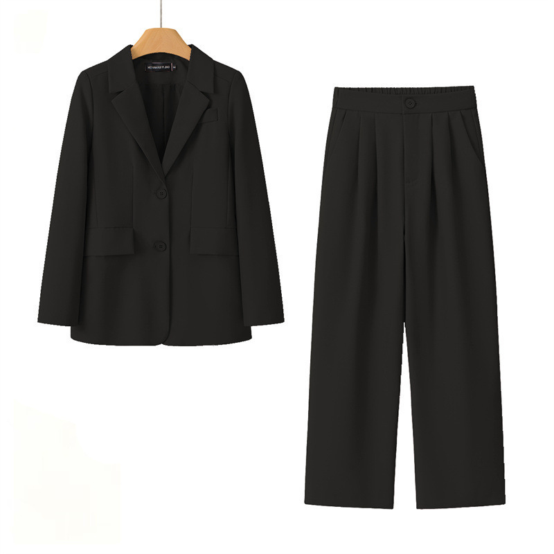 2026 Spring and Autumn Pink Suit Set for Petite Women, Slimming Straight Shoulder Blazer with Elastic Waist Wide-Leg Pants 2026 Spring and Autumn Pink Suit Set for Petite Women, Slimming Straight Shoulder Blazer with Elastic Waist Wide-Leg Pants