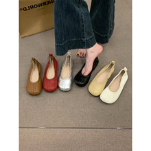 平底温柔晚晚鞋黄色单鞋女鞋子2025新款夏季圆头芭蕾舞软底豆豆鞋