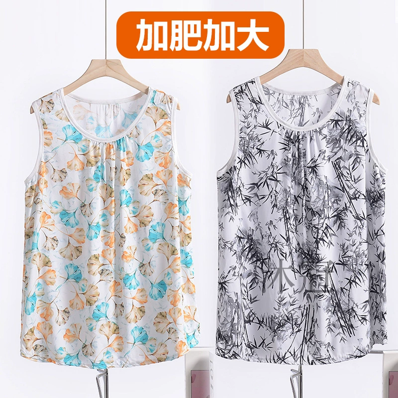 Хлопковый шелковый жилет для женщин искусственный хлопок пижама плюс большой размер без рукавов свободный средний и пожилой толстый мама рубашка