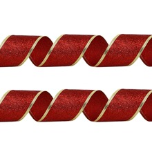 2M金葱粉丝带礼盒包装缎带圣诞节派对装饰用品圣诞树装饰织带挂饰