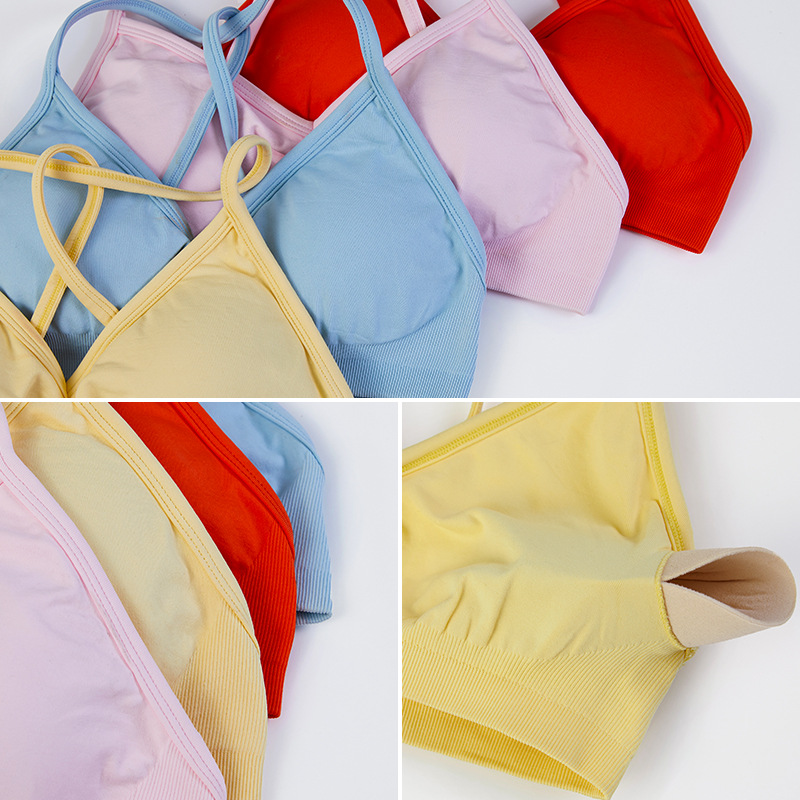 Cross-border nueva ropa interior deportiva sin costuras, bra de yoga para mujeres, ropa de ejercicio para correr, ropa de yoga, chaqueta de cabina